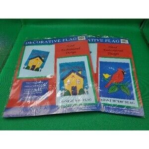 (2) Seasonal Designs Embroidered House Welcome Cardinal Outdoor Flags 28" x 40"